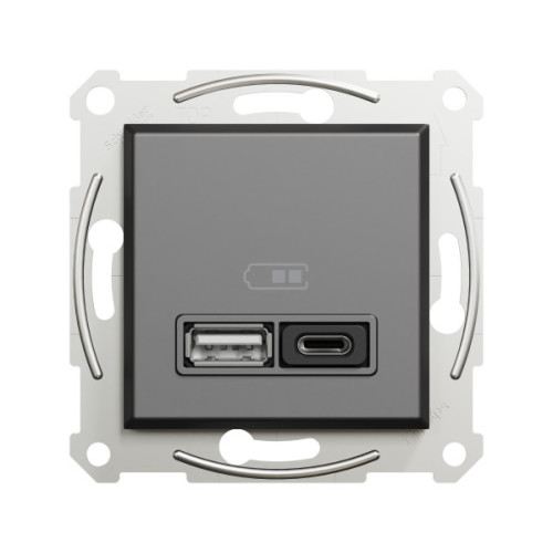 USB розетка А+С, 3 А, 45 Вт, антрацит, EPH2700471