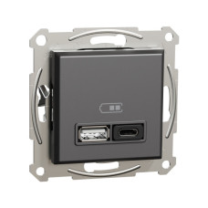 USB розетка А+С, 3 А, 45 Вт, антрацит, EPH2700471