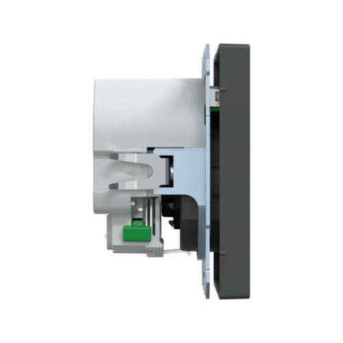 Розетка силова 2К+З, 16А, з USB 2.4A, тип А+А, гвинт.затиск, шторки, Антрацит, пластик, D-Life Merten MTN2366-6034