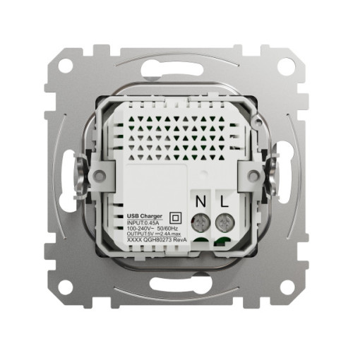 Розетка USB подвійна А+C, 2.4А, 230В, Алюміній, Sedna Design SDD113402