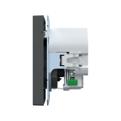 Розетка силова 2К+З, 16А, з USB 2.4A, тип А+А, гвинт.затиск, шторки, Антрацит, пластик, D-Life Merten MTN2366-6034
