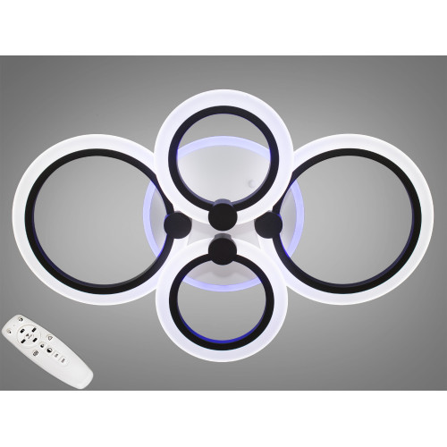 Потолочная LED люстра с диммером и подсветкой, 80W (арт. A8022/4BK 3col dim)