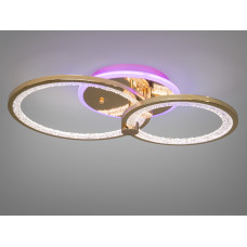 LED люстра з пультом, диммером і кольоровою підсвіткою, 55W, золото (арт. 8180/2G LED 3color dimmer)