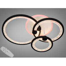 LED люстра з пультом, диммером і кольоровою підсвіткою, 70W, чорна