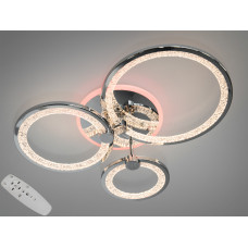LED люстра з пультом, диммером і кольоровою підсвіткою, 70W, хром