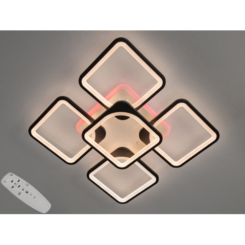 Потолочная LED-люстра с диммером и подсветкой, 150W (арт. 8060/4+1BK 3col dim)