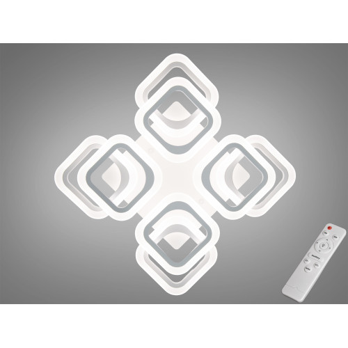 Стельова LED люстра на пульту з димером, 120W, біла (арт. HAS8060/4+4WH)