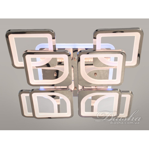 Стельова лед люстра з диммером і LED підсвічуванням, 130W, хром (арт. HS8060/4+4HR 3col dim)