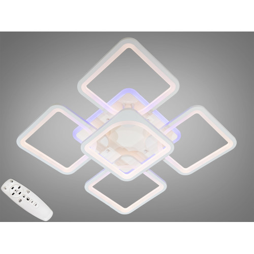 Потолочная LED-люстра с диммером и подсветкой, 150W (арт. 8060/4+1WH 3col dim)