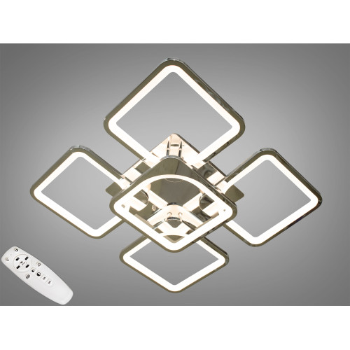 Світлодіодна люстра смарт світильник з пультом dimmer, 115W, хром (арт. 8060/4+1G)