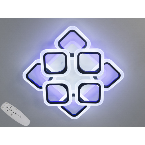 Потолочная LED люстра с димером и цветной подсветкой 110W (арт. AS8060/4+4WH 3col dim)