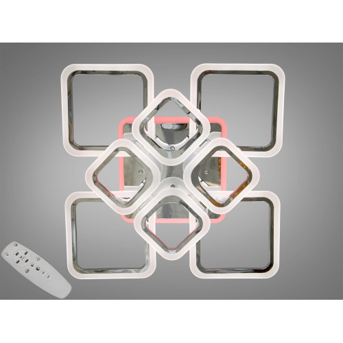 Сучасна LED люстра з підсвічуванням, димером, 115W, хром (арт. HA8060/4+4G 3col dim)