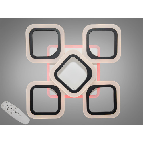 Стельова люстра з пультом, диммером і LED підсвічуванням, 60W (арт. AS8060/4+1BK 3col dim)