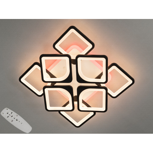 Потолочная LED люстра с димером и цветной подсветкой 130W (арт. S8060/4+4BK 3col dim)