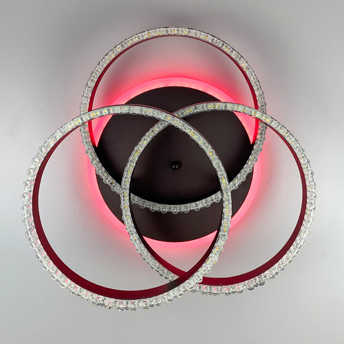 LED светильник coffee на 3 кольца с хромированной полоской d30 см | Line F | Арт. A55063/3С RGB CF+CH 