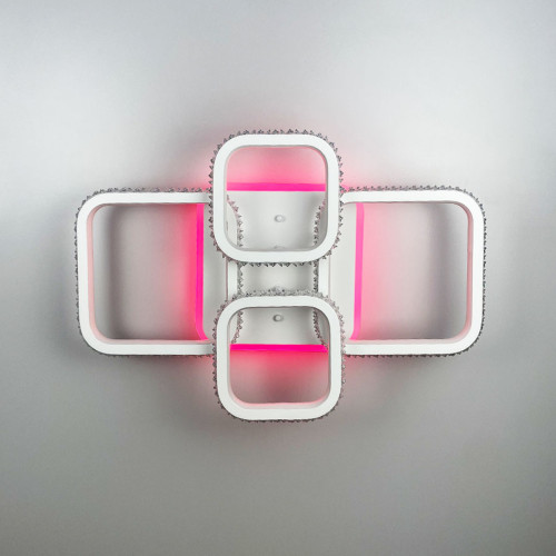 Світлодіодна LED люстра з RGB підсвіткою в білому корпусі | Арт. A 77074/2+2 RGB WT | Line F