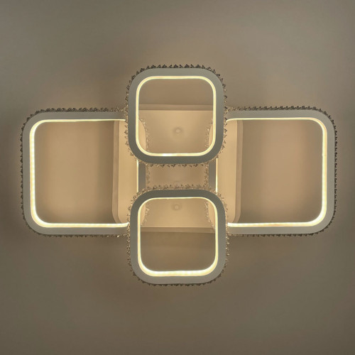 Світлодіодна LED люстра з RGB підсвіткою в білому корпусі | Арт. A 77074/2+2 RGB WT | Line F