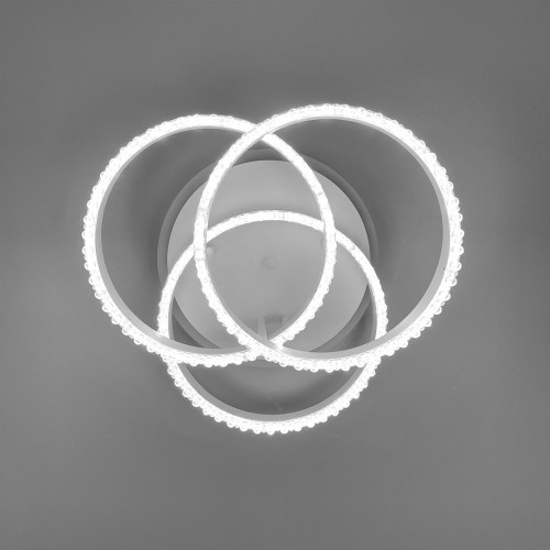 LED светильник белый на 3 кольца с хромированной полоской d30 см | Line F | Арт. A55063/3С RGB WT+CH 