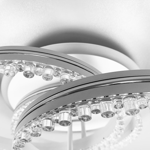 LED светильник белый на 3 кольца с хромированной полоской d30 см | Line F | Арт. A55063/3С RGB WT+CH 