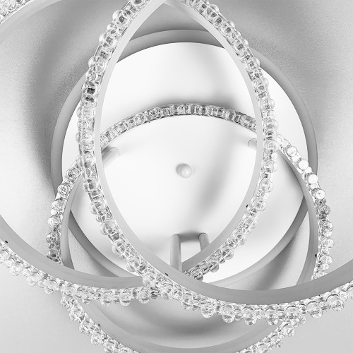 LED светильник белый на 3 кольца с хромированной полоской d30 см | Line F | Арт. A55063/3С RGB WT+CH 