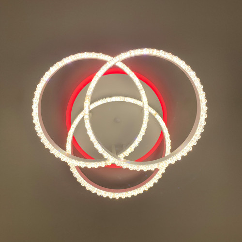 LED светильник белый на 3 кольца с хромированной полоской d30 см | Line F | Арт. A55063/3С RGB WT+CH 