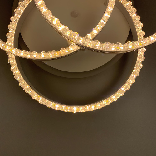 LED светильник белый на 3 кольца с хромированной полоской d30 см | Line F | Арт. A55063/3С RGB WT+CH 