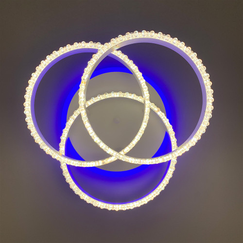 LED светильник белый на 3 кольца с хромированной полоской d30 см | Line F | Арт. A55063/3С RGB WT+CH 