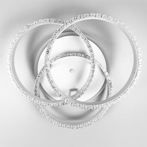 LED светильник белый на 3 кольца с хромированной полоской d30 см | Line F | Арт. A55063/3С RGB WT+CH 