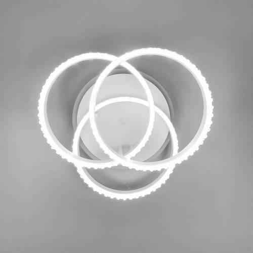 LED светильник белый на 3 кольца с хромированной полоской d30 см | Line F | Арт. A55063/3С RGB WT+CH 