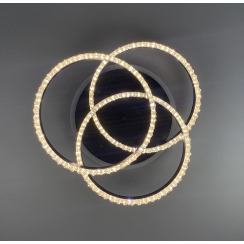 LED светильник черный на 3 кольца с хромированной полоской d30 см | Line F | Арт. A55063/3С RGB BK+CH 