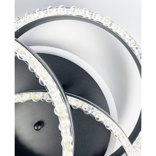 LED светильник черный на 3 кольца с хромированной полоской d30 см | Line F | Арт. A55063/3С RGB BK+CH 