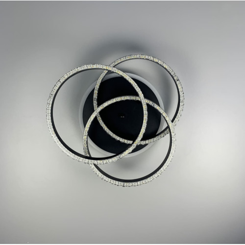 LED светильник черный на 3 кольца с хромированной полоской d30 см | Line F | Арт. A55063/3С RGB BK+CH 