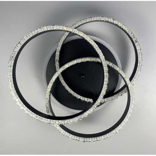 LED светильник черный на 3 кольца с хромированной полоской d30 см | Line F | Арт. A55063/3С RGB BK+CH 