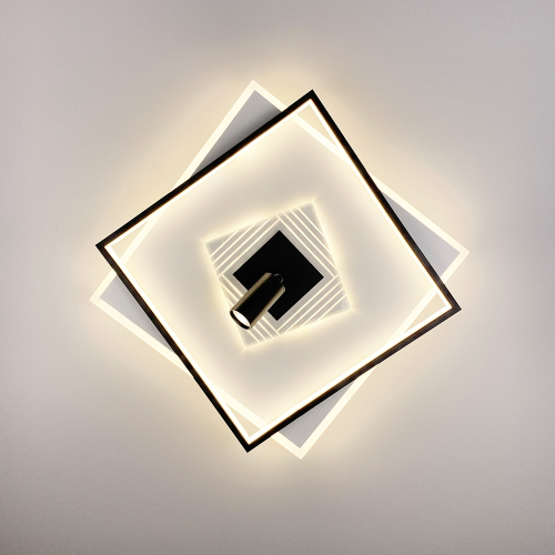 Стельова LED люстра в чорно-білому корпусі Line.F MJ 51-500*500 BK+WT