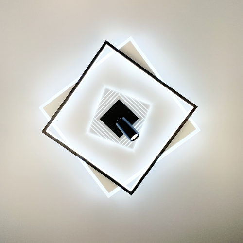 Стельова LED люстра в чорно-білому корпусі Line.F MJ 51-500*500 BK+WT