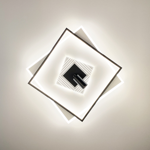 Стельова LED люстра в чорно-білому корпусі Line.F MJ 51-500*500 BK+WT