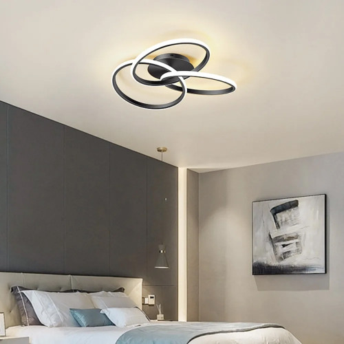 Современный LED-светильник в черном корпусе из трех колец Ø 50 см | Line F | Арт. MJ57-500 BK 