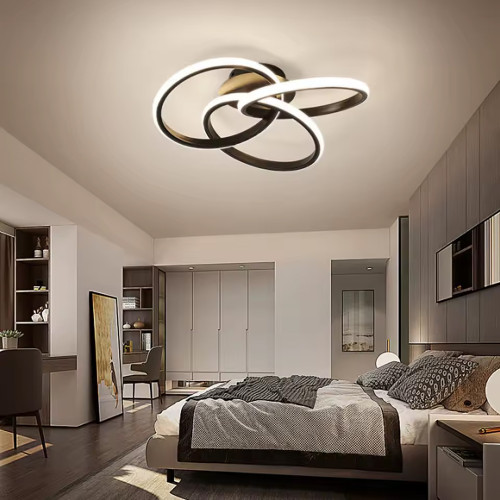 Современный LED-светильник в черном корпусе из трех колец Ø 50 см | Line F | Арт. MJ57-500 BK 