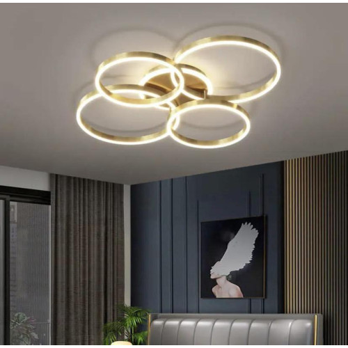 Золотая потолочная LED люстра Anelli на 3 кольца | Line F | Арт. A8008/2+2 GD 