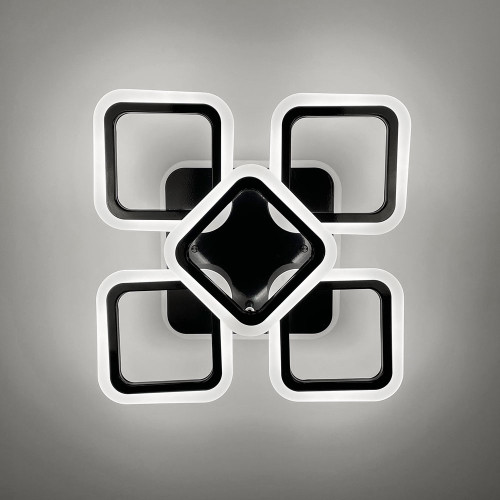Стельова чорна люстра LED на 4+1 ріжки-квадрати | Арт. A 2400/4+1S RGB BK BK | Line F