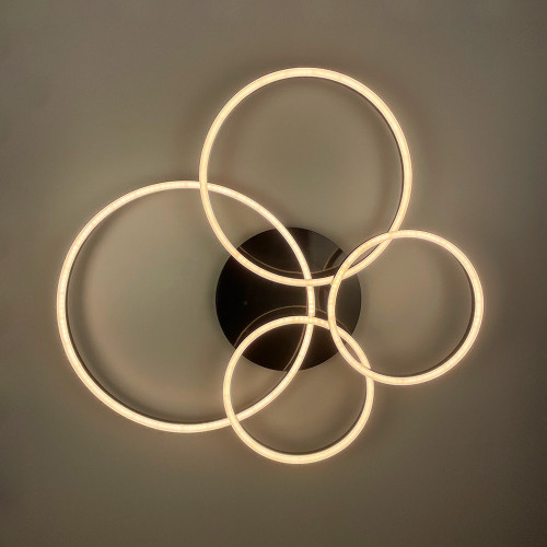 Современный LED светильник на 4 кольца в черном корпусе | Line F | Арт. A55021/4 BK 