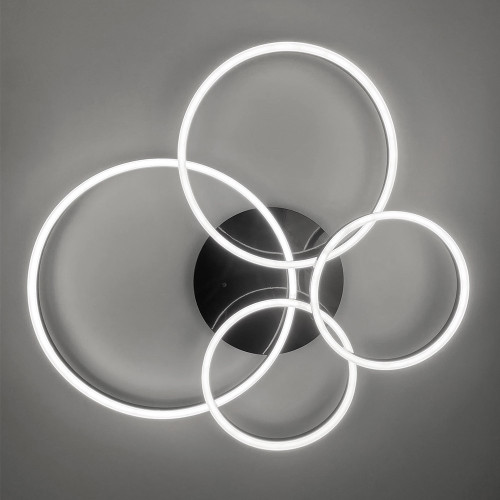 Современный LED светильник на 4 кольца в черном корпусе | Line F | Арт. A55021/4 BK 