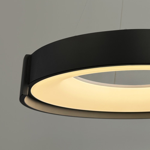 Подвесная LED-люстра в черном корпусе на три режима Ø50 см | Line F | Арт. 1906P-500 BK 
