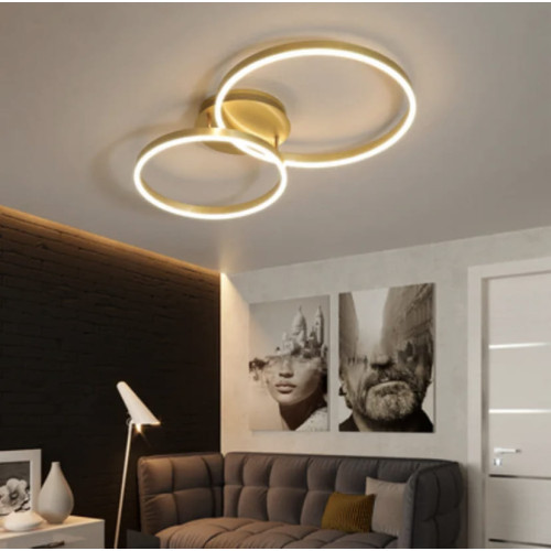 Золотая потолочная LED люстра Anelli на 2 кольца | Line F | Арт. A8008/2 GD 