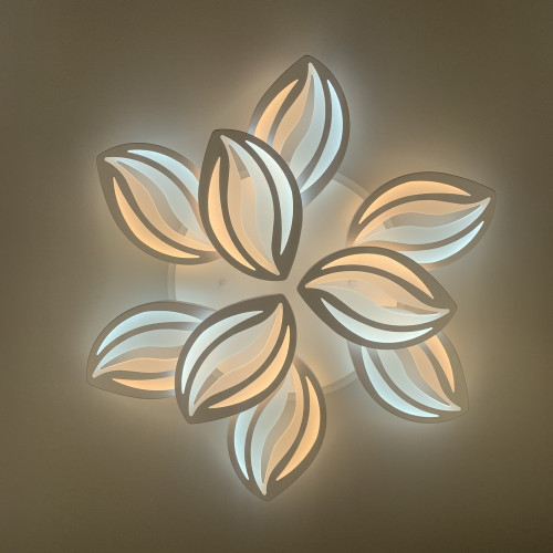 Стельова LED люстра біла на 9 пелюсток Line.F  RGB підсвітка є