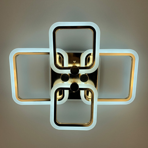 Золотая LED люстра на 2+2 рожка квадратной формы | Line F | Арт. A2503/2+2 RGB GD 