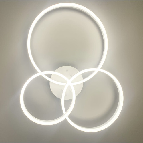 Стельова LED люстра в білому кольорі на 3 кільця Line.F A 8008/3 WH