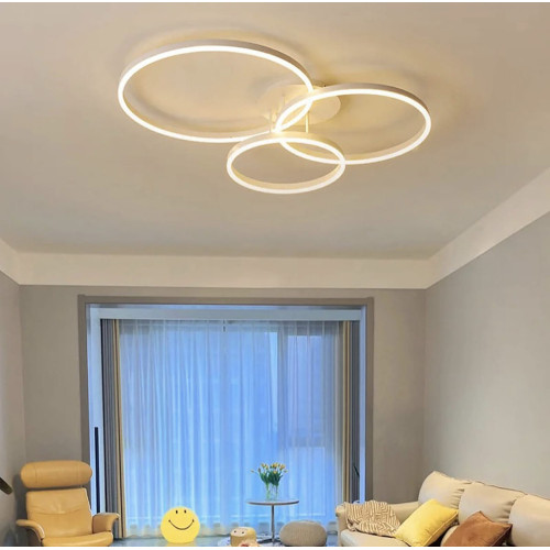Стельова LED люстра в білому кольорі на 3 кільця Line.F A 8008/3 WH