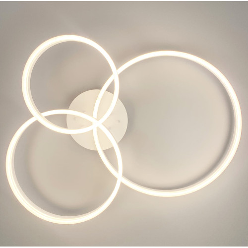 Стельова LED люстра в білому кольорі на 3 кільця Line.F A 8008/3 WH
