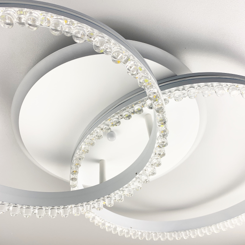 LED люстра на 2 кільця білого кольору з фурнітурою хром Line.F А 55061/2В RGB WH